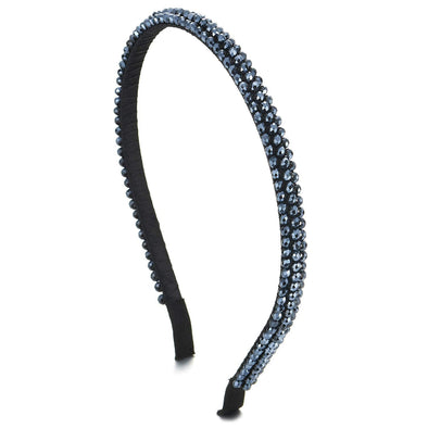 Elegant Three-row Dark Blue Crystal Beads Chains Hair Crown Headband Hair Hoop Hairband Party - COOLSTEELANDBEYOND Jewelry