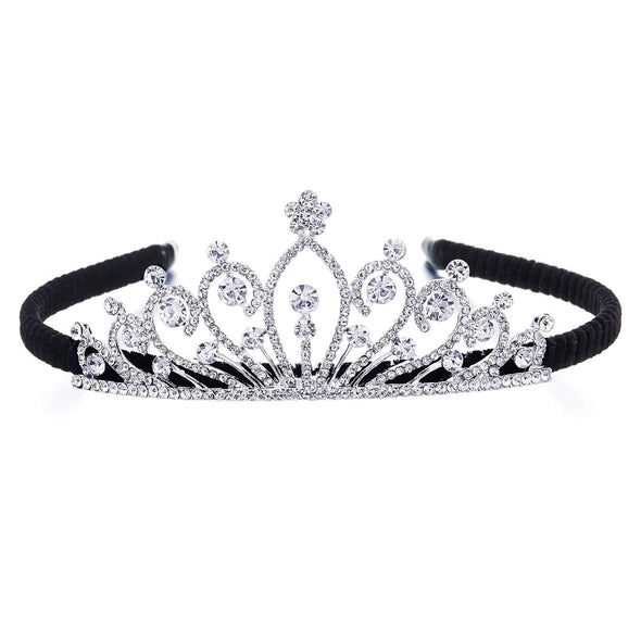 Glamorous Pageant Floral Swirl Rhinestones Quinceanera Tiara Crown Diadem Hair Hoop Bridal Headband - COOLSTEELANDBEYOND Jewelry