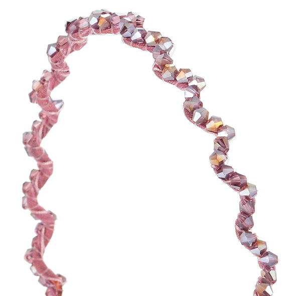 Lovely Pink Crystal Beads Chain Wave Shape Hair Crown Headband Hair Hoop Hairband Party Prom - COOLSTEELANDBEYOND Jewelry