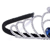 Pageant Blue Crystal Rhinestones Heart Quinceanera Tiara Crown Diadem Hair Hoop, Wedding Headband - COOLSTEELANDBEYOND Jewelry