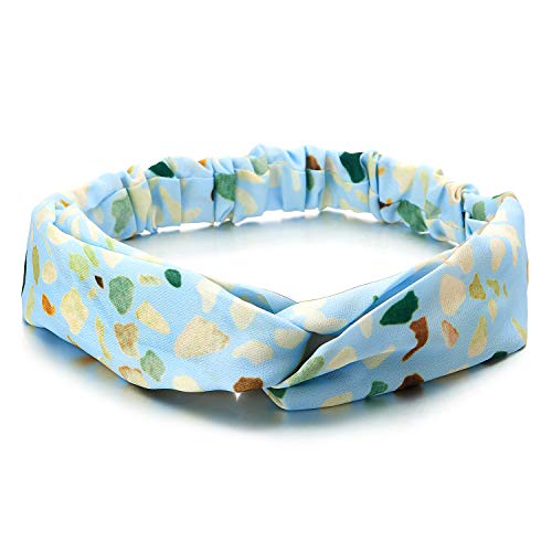 Summer Hippie Bohemian Cute Geometric Print Blue Colorful Hair Head Wrap Headband Hairband - COOLSTEELANDBEYOND Jewelry