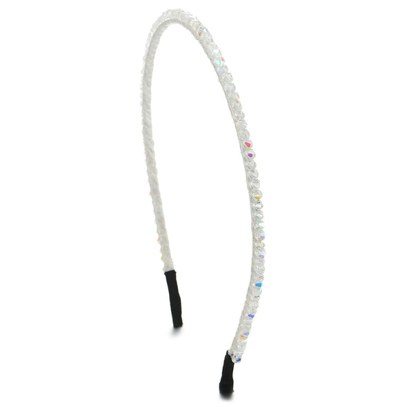 Thin Rainbow White Crystal Beads Chains Hair Crown Headband Hair Hoop Hairband Party, Unique - COOLSTEELANDBEYOND Jewelry