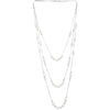 Beads Charms Statement Necklace Two-Strand Long Chains with White Pearls, Fashionable - COOLSTEELANDBEYOND Jewelry