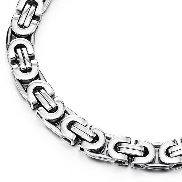 Classic Stainless Steel Braided Link Byzantine Chain Bracelet for Men Women Silver Color Polished - COOLSTEELANDBEYOND Jewelry