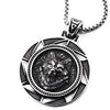 Men Stainless Steel Embossed Wolf Head Saw Blade Windmill Circle Medal Pendant Necklace - COOLSTEELANDBEYOND Jewelry