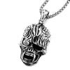 Mens Steel One-eye Flame Crack Skull Pendant Necklace with Cubic Zirconia and 30 inches Wheat Chain - COOLSTEELANDBEYOND Jewelry