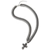 Mens Women Silver Black Two-strand Curb Chain Necklace with Cross in Grey Rhinestones - COOLSTEELANDBEYOND Jewelry