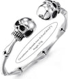 Mens Womens Skull Bone Link Cuff Bangle Bracelet, Stainless Steel, Polished, Elastic Adjustable - COOLSTEELANDBEYOND Jewelry