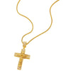 Mens Womens Steel Gold Color Jesus Christ Crucifix Cross Pendant Necklace with Cubic Zirconia - COOLSTEELANDBEYOND Jewelry