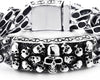 Stainless Steel Skull Charms Curb Chain Mens Large Skull Plate ID Identification Bracelet - COOLSTEELANDBEYOND Jewelry