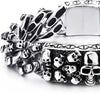 Stainless Steel Skull Charms Curb Chain Mens Large Skull Plate ID Identification Bracelet - COOLSTEELANDBEYOND Jewelry