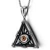 Steel Vintage Evil Eye Protection Triangle Pendant Necklace for Men Women 30 Inch Wheat Chain - COOLSTEELANDBEYOND Jewelry