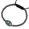 Womens Black Bead Chain Bracelet with Colorful Cubic Zirconia Protection Evil Eye, Adjustable - COOLSTEELANDBEYOND Jewelry