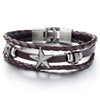 Mens Women Star Brown Braided Leather Bracelet Multi-Strand Leather Wristband Wrap Bracelet - COOLSTEELANDBEYOND Jewelry