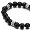 Mens Womens Black Beads Bracelet with 10mm Black Onyx and 4 Ethnic Metal Beads Charms, Prayer Mala - COOLSTEELANDBEYOND Jewelry