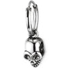 Mens Womens Stainless Steel Circle Huggie Hinged Hoop Earrings Dangle with Skull Charms 2pcs - COOLSTEELANDBEYOND Jewelry