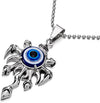 Mens Womens Steel Evil Eye Protection Pendant Necklace with 30 inches Ball Chain - COOLSTEELANDBEYOND Jewelry