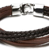 Multi-Strand Black Brown Braided Leather Bracelet for Men and Women - COOLSTEELANDBEYOND Jewelry
