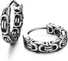Pair Mens Women Byzantine Chain Circle Huggie Hinged Hoop Earrings Stainless Steel - COOLSTEELANDBEYOND Jewelry