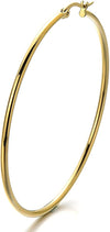 Pair Stainless Steel Large Plain Circle Huggie Hinged Hoop Earrings for Women Gold Color … - COOLSTEELANDBEYOND Jewelry