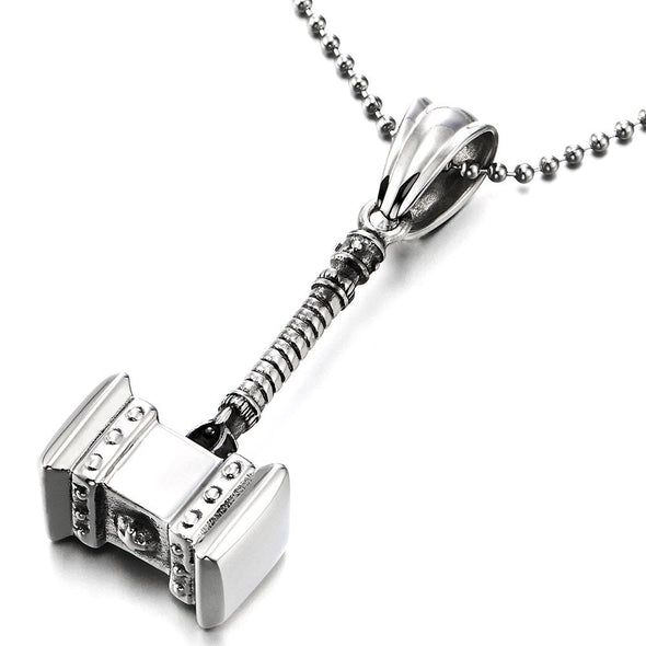 Stainless Steel Thrall Doom Hammer Pendant Necklace for Man with 30 inches Ball Chain - COOLSTEELANDBEYOND Jewelry