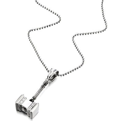 Stainless Steel Thrall Doom Hammer Pendant Necklace for Man with 30 inches Ball Chain - COOLSTEELANDBEYOND Jewelry