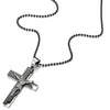 Steel Jesus Christ Mens Crucifix Cross Pendant Necklace Silver Black Two-Tone 23.6 inches Ball Chain - COOLSTEELANDBEYOND Jewelry