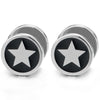 Steel Mens Women Circle Stud Earrings with Pentagram Star, Cheater Fake Ear Plugs Gauges, 2 pcs - COOLSTEELANDBEYOND Jewelry