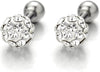 Womens Ball Stud Earrings Screw Back Stainless Steel with Cubic Zirconia, 2pcs - COOLSTEELANDBEYOND Jewelry