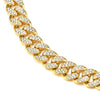 13MM Wide 18 Inches Mens Women Gold Color Curb Chain Miami Cuban Chain Necklace with Rhinestones - COOLSTEELANDBEYOND Jewelry
