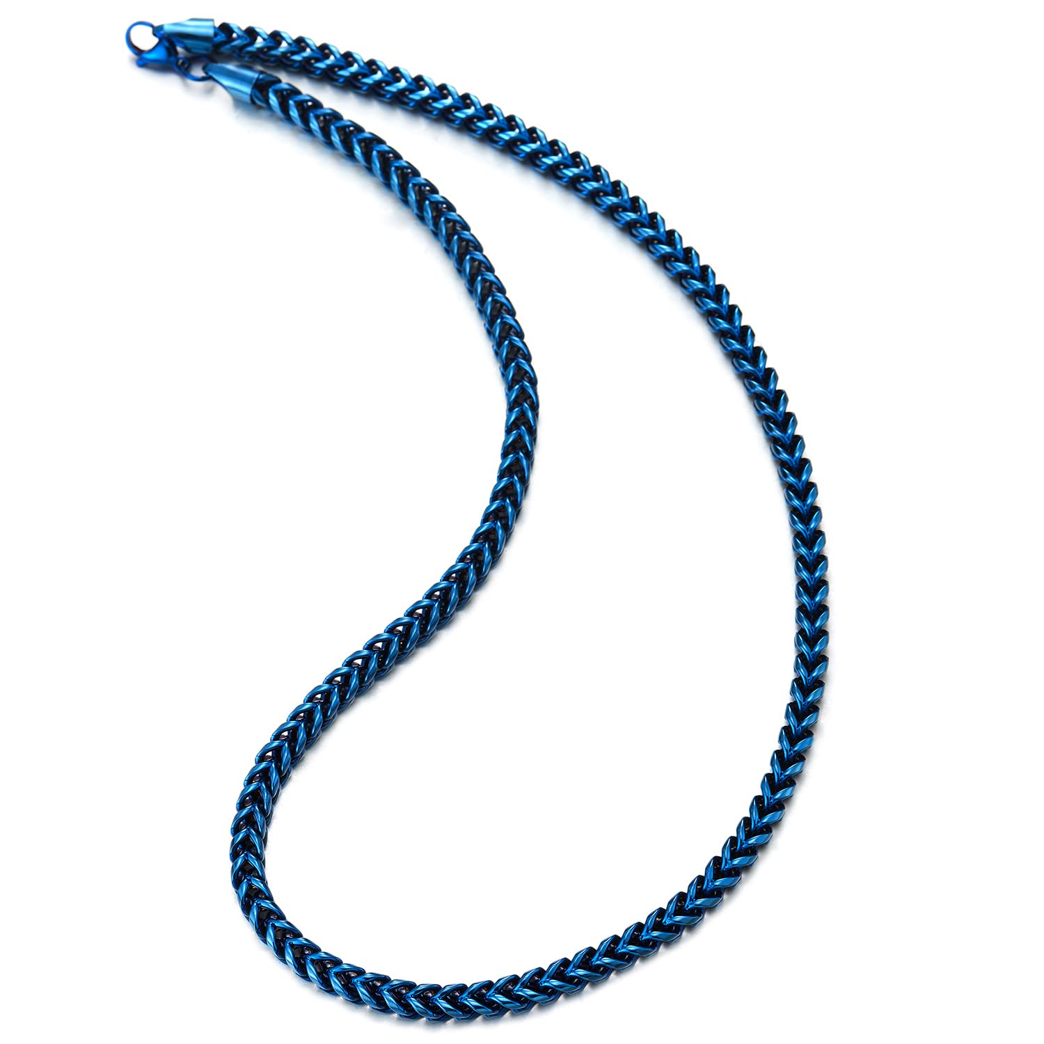 Blue String Chain 6MM 24 inches Blue Franco Chain Square Curb Chain Necklace for Mens ...