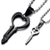 A Pair Key Pendant Necklace for Lovers for Couples Stainless Steel Silver Black Tow-tone - COOLSTEELANDBEYOND Jewelry