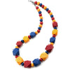 Bib Choker Collar Statement Necklace with Colorful Faceted Wood Beads Charms Summer Holiday Beach - coolsteelandbeyond