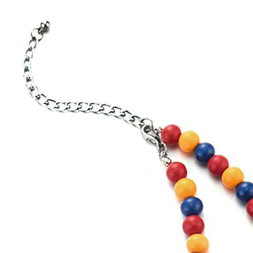 Bib Choker Collar Statement Necklace with Colorful Faceted Wood Beads Charms Summer Holiday Beach - coolsteelandbeyond