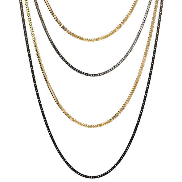 Black Gold Statement Choker Collar Necklace Waterfall Multi-Strand Box Chains Pendant, Dress - COOLSTEELANDBEYOND Jewelry