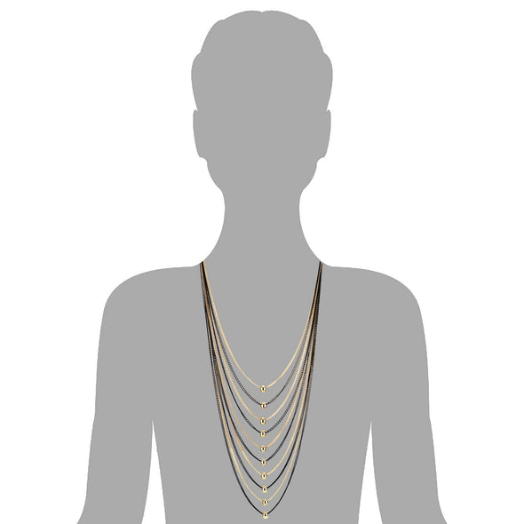 Black Gold Statement Necklace Waterfall Multi-Strand Long Chains Beads Ball Charm Pendant, Dress - COOLSTEELANDBEYOND Jewelry