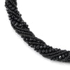 Black Statement Necklace Multi-Layer Beads Crystal Braided Chain Choker Collar Magnetic Clasp - COOLSTEELANDBEYOND Jewelry