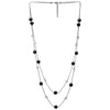 Black Statement Necklace Two-Strand Long Chains with Transparent Crystal Beads Charms, Fashionable - COOLSTEELANDBEYOND Jewelry