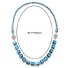 Blue Rainbow Cube Navette Crystal Beads Necklace, Rhinestones Magnetic Clasp, Detachable Bracelet - coolsteelandbeyond