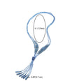Boho Chic Lariat Necklace Tassel Pendant Pastel Blue Crystal Bead Three-strand Long Chain Y-Shape - COOLSTEELANDBEYOND Jewelry