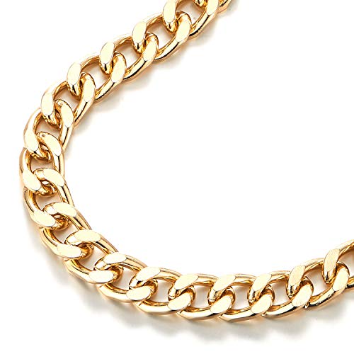 Classic Gold Color Choker Collar Statement Necklace, Large Curb Chain, Cool, Party, Light Weight - coolsteelandbeyond