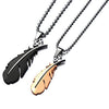 A Pair Leaf Pendant Necklace for Lovers for Couples Stainless Steel Black Rose Gold Tow-Tone - COOLSTEELANDBEYOND Jewelry