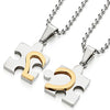 A Pair Stainless Steel Heart Puzzle Pendant Necklace for Lovers Couples Mens Womens Polished - COOLSTEELANDBEYOND Jewelry