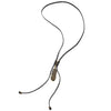 Aged Brass Feather Leaf Bolo Tie Necktie, Lariat Necklace, Black Leather Rodeo Long Y Necklace - COOLSTEELANDBEYOND Jewelry