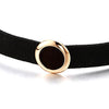 COOLSTEELANDBEYOND Classic Ladies Womens Black Choker Necklace with Rose Gold Circle Charm Pendant - coolsteelandbeyond