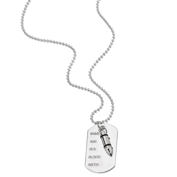COOLSTEELANDBEYOND Classic Two-Pieces Mens Military Army Bullet Dog Tag Pendant Necklace with 28 inches Ball Chain - coolsteelandbeyond