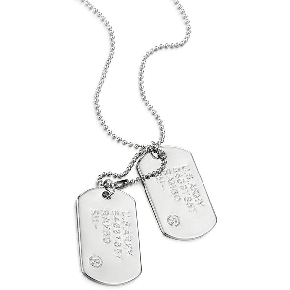 COOLSTEELANDBEYOND Classic Two-Pieces Mens Military Army Dog Tag Pendant Necklace with 28 inches Ball Chain - coolsteelandbeyond