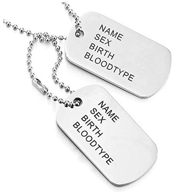 COOLSTEELANDBEYOND Classic Two-Pieces Mens Steel Military Army Dog Tag Pendant Necklace, Silver Black, 28 in Ball Chain - coolsteelandbeyond