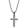 COOLSTEELANDBEYOND Double-Layer Steel Mens Women Stripes Cross Pendant Necklace with CZ, Silver Black, 24 inches Chain - coolsteelandbeyond