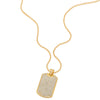 COOLSTEELANDBEYOND Exquisite Mens Womens Steel Gold Color Dog Tag Pendant Necklace with Cubic Zirconia, 30 inch Chain - coolsteelandbeyond